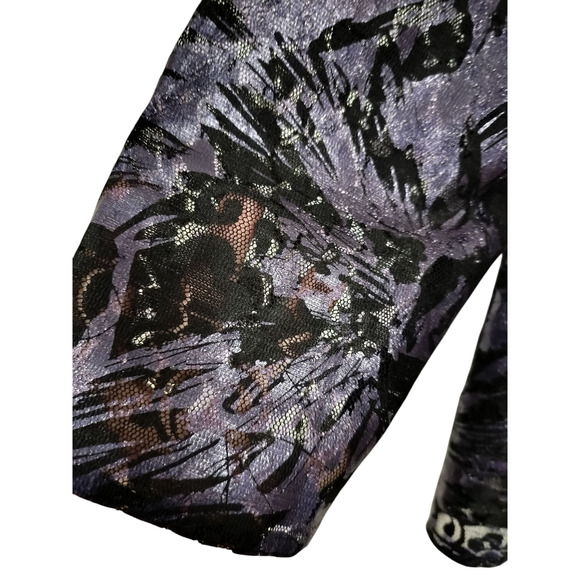 3590)Alex Evenings Petite 2 Pcs Sparkly Lace Tank & Jacket Black & Purple Medium - Picture 4 of 10